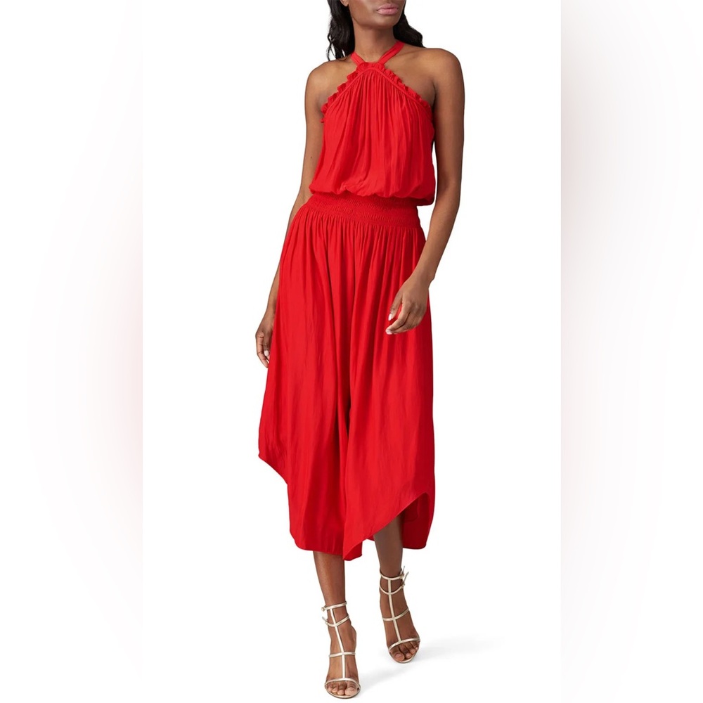 Ramy Brook Red Chloe Halter Midi Dress Size XL